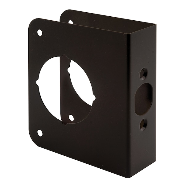 Brass Lock and Door Reinforcement Plate for 1-3/8 In. Thick Doors, Bronze Finish Single Pack